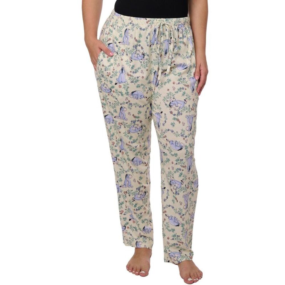 Disney Eeyore Pajama Pants Loungewear Watercolor Floral Womens Plus Size Cotton